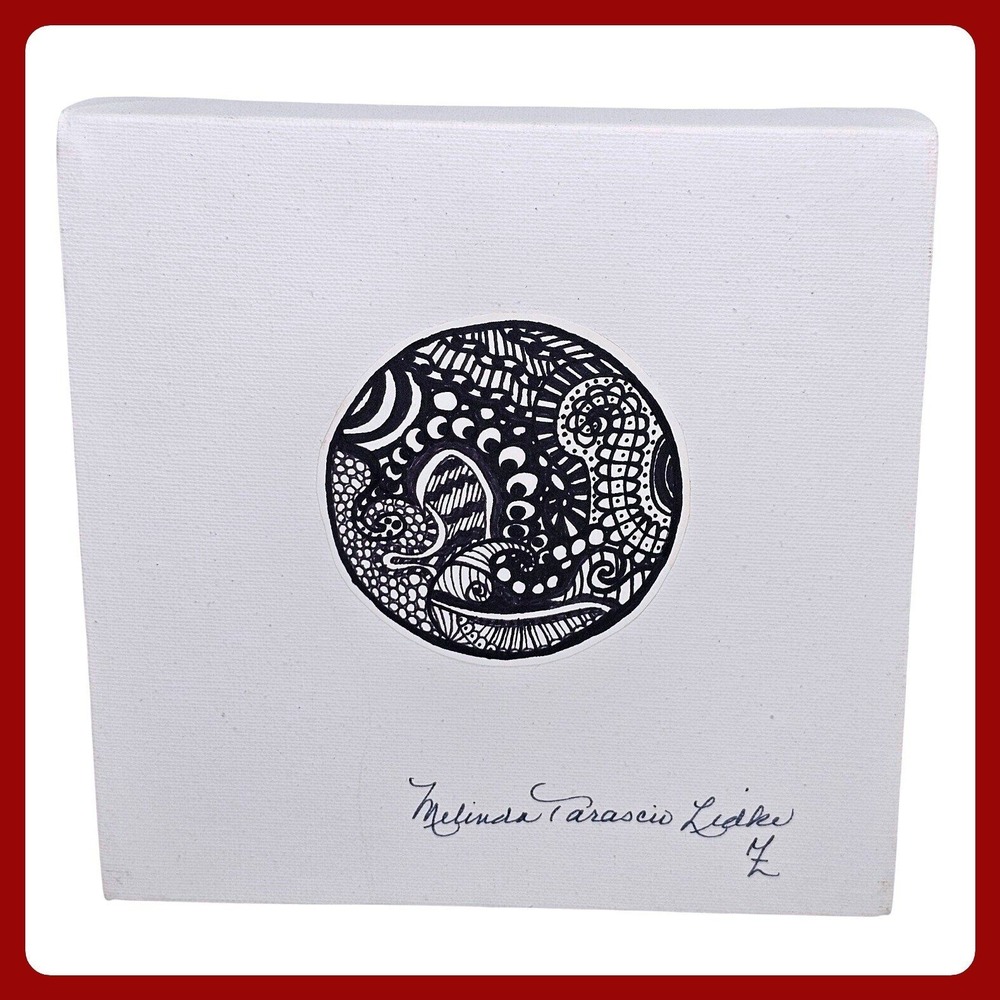 Original Mandala Art Signed 8x8 Canvas Handmade Drawing Boho Wall Decor NEW Mark